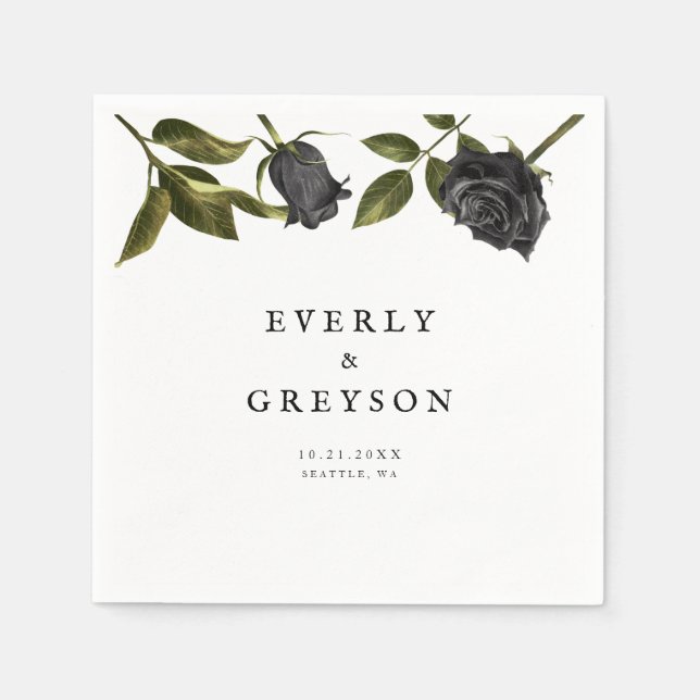 Dark Halloween Rose Wedding White Napkin (Front)