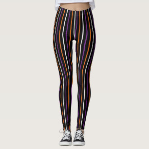 Dark Halloween Vertical Stripe Lines Graphic Art Leggings