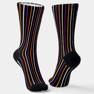 Dark Halloween Vertical Stripe Lines Graphic Art Socks