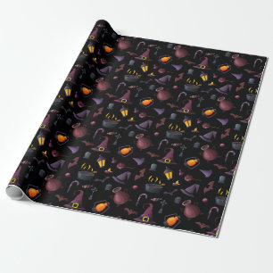 Dark Halloween Witch Hat Gift Wrapping Paper