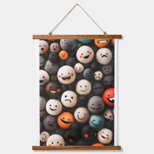 Dark Happy and funny faces Hanging Tapestry