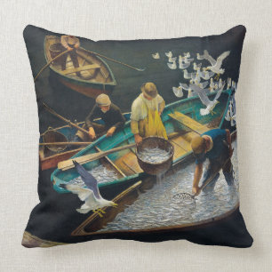 Dark Harbour Fishermen by Newell Convers Wyeth Cushion