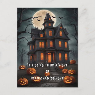 Dark Haunted House Art Eerie Halloween Postcard