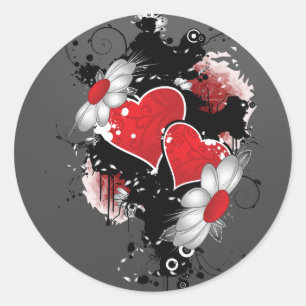 Dark Hearts on Black Classic Round Sticker