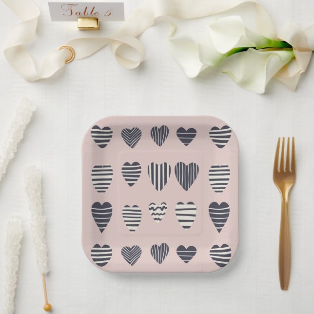 Dark Hearts Paper Plate (Wedding)