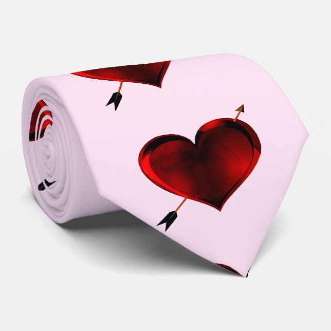 Dark Hearts Pink Necktie (Rolled)