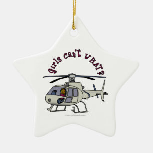 Dark Helicopter Pilot Girl Ceramic Tree Decoration