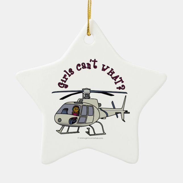 Dark Helicopter Pilot Girl Ceramic Tree Decoration (Front)