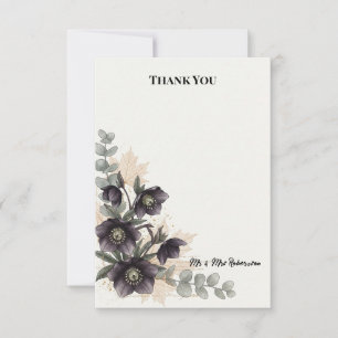 Dark Hellebore Botanical Wedding Thank You Card