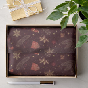 Dark Holiday Watercolor Pine Berry  Tissue Paper