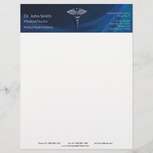Dark Holographic 3D Medical Caduceus Chrome Custom Letterhead