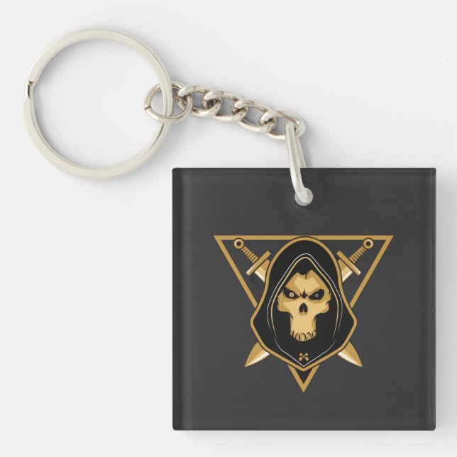 Dark Hooded Skull  Key Ring (Front)