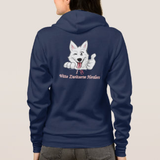 Dark Hoodie with Swiss white shepherd