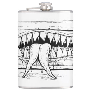 Dark Horror Illustration – Surreal Monster Chest Hip Flask