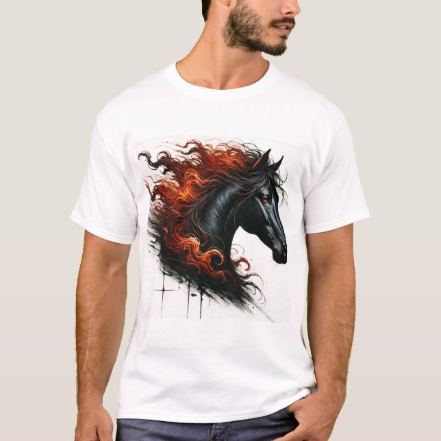Dark Horse With Fiery Mane T-Shirt (Front)