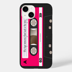 Dark Hot Pink Retro Cassette Tape Personalised Case-Mate iPhone 14 Case