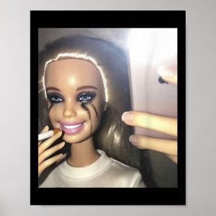 Dark Humor Doll Smoking Selfie Parody Poster