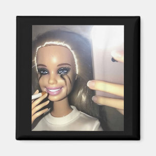 Dark Humour Doll Smoking Selfie Parody  Magnet