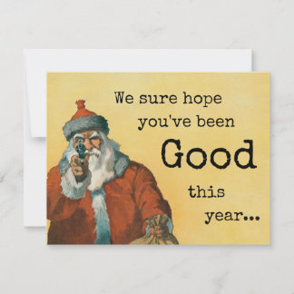 Dark Humour Silly Santa with a GUN Holiday Card