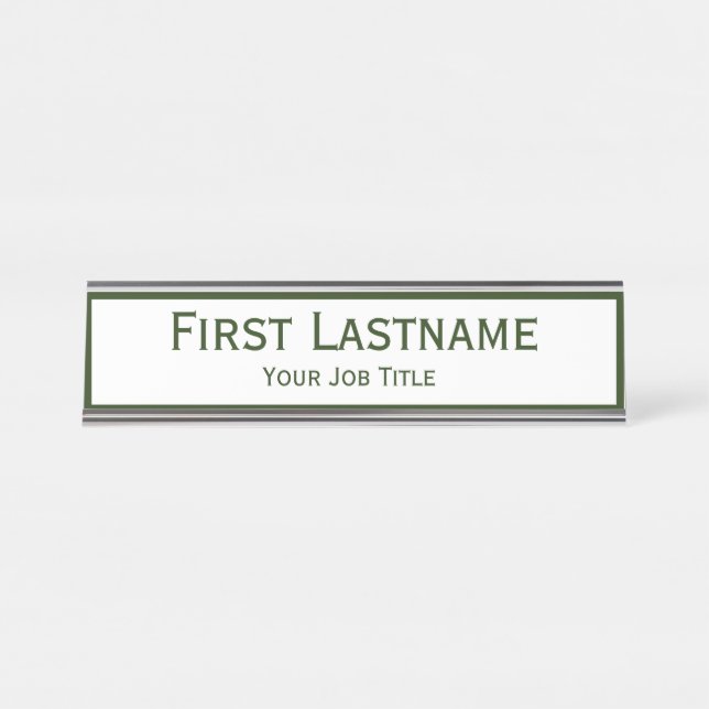 Dark Hunter Forrest Green Custom Name Desk Name Plate (Front)
