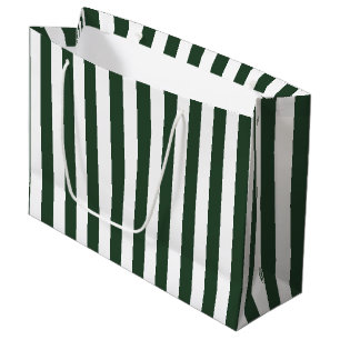 Dark Hunter Green and White Stripe Large Gift Bag