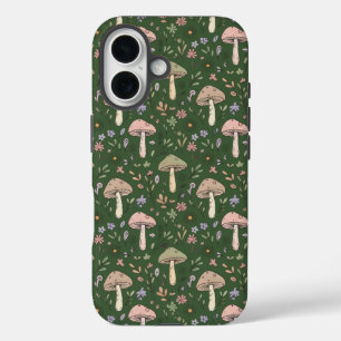 Dark Hunter Green Fungi Seamless Forestcore iPhone 16 Case