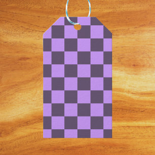 Dark Indigo and Pale Violet Checkerboard Gift Tags