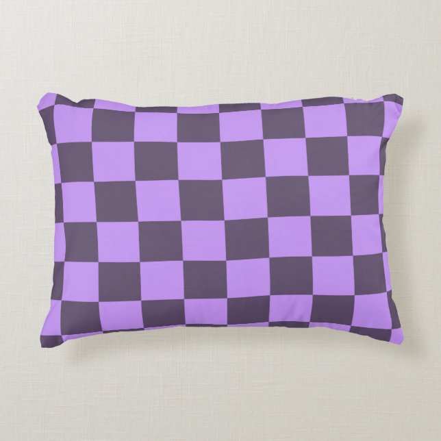 Dark Indigo and Pale Violet Chequerboard Decorative Cushion (Front)