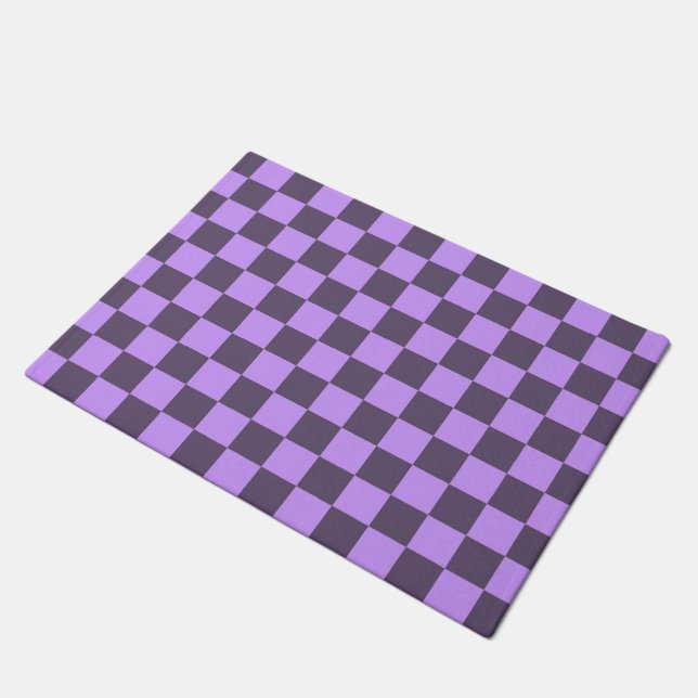 Dark Indigo and Pale Violet Chequerboard Doormat (Angled)