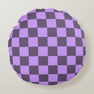 Dark Indigo and Pale Violet Chequerboard Round Cushion