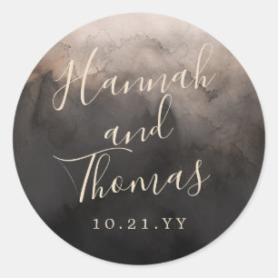 Dark Ink Wedding Classic Round Sticker
