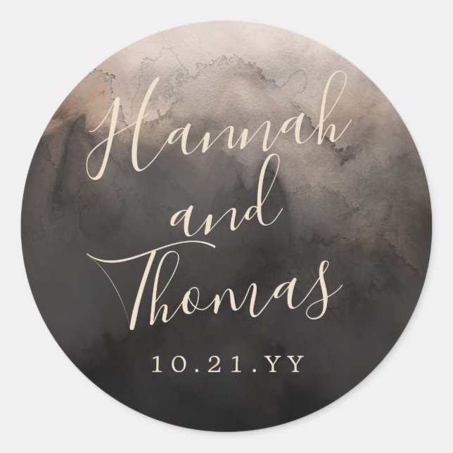 Dark Ink Wedding Classic Round Sticker (Front)