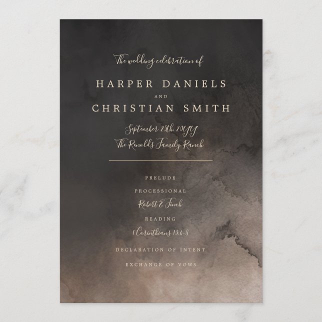 Dark Ink Wedding Program Programme (Front)
