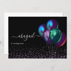 Dark Iridescent Balloons Birthday Party Invitation