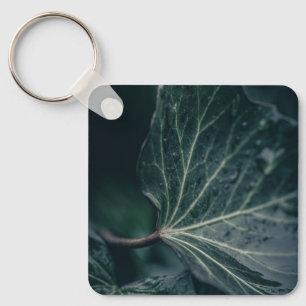 Dark Ivy Leaf Nature Photo Key Ring