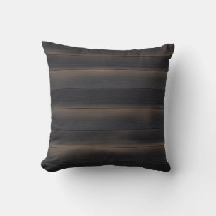 Dark Japandi Charred Wood Charcoal Minimalist Cushion