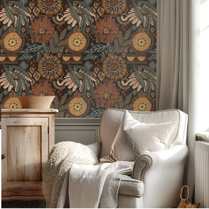 Dark Jungle Botanical Wallpaper