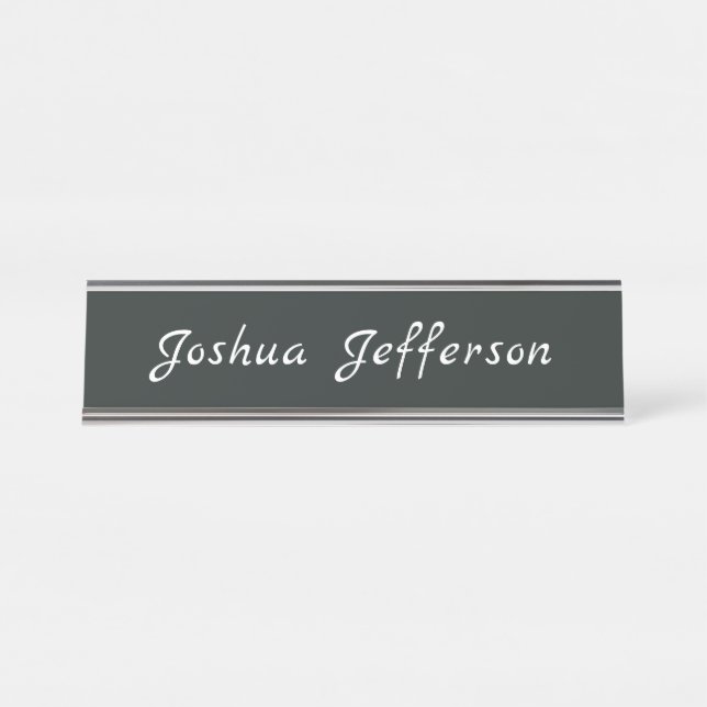 Dark Jungle Green Professional Creative Plain Desk Name Plate (Front)
