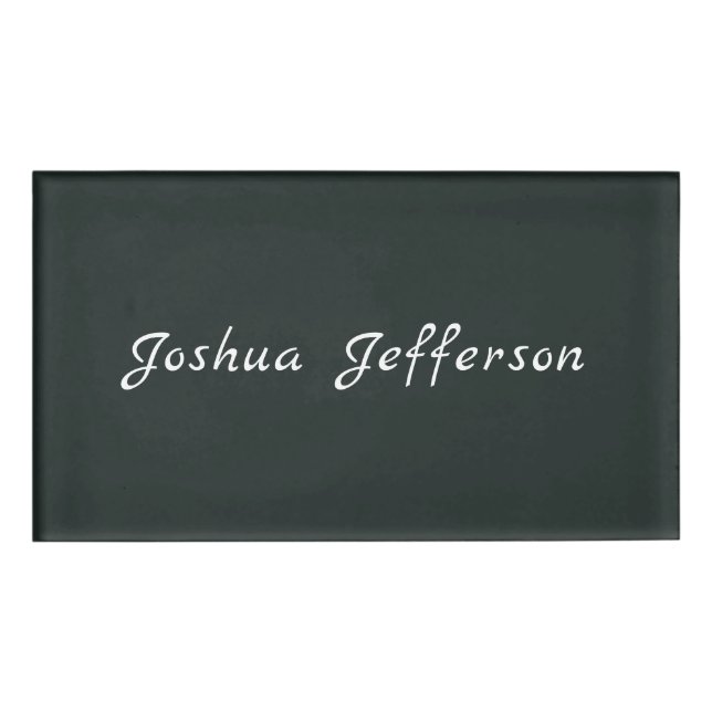 Dark Jungle Green Professional Creative Plain Name Tag (Front)