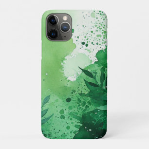 Dark Jungle green watercolor hand drawn texture iPhone 11 Pro Case