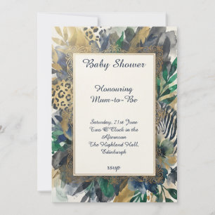 Dark Jungle Safari Baby Shower Invitation