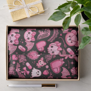 Dark Kawaii Tissue Paper - Pink Goth Packaging