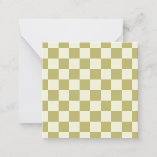 Dark Khaki and Beige Chequerboard Card (Front)