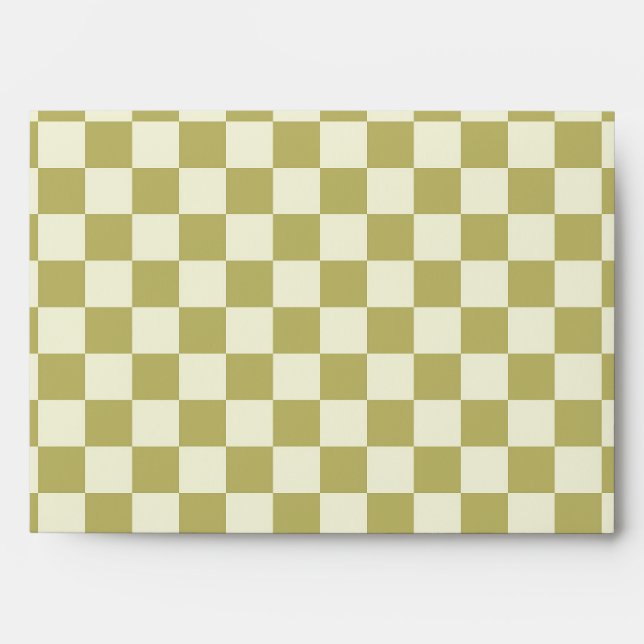Dark Khaki and Beige Chequerboard Envelope (Front)