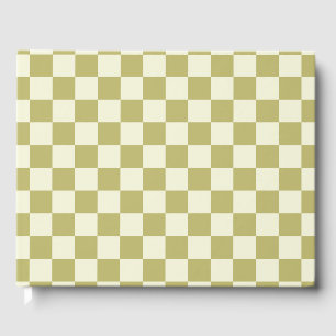 Dark Khaki and Beige Chequerboard Guest Book