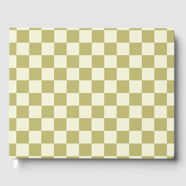 Dark Khaki and Beige Chequerboard Guest Book (Front)