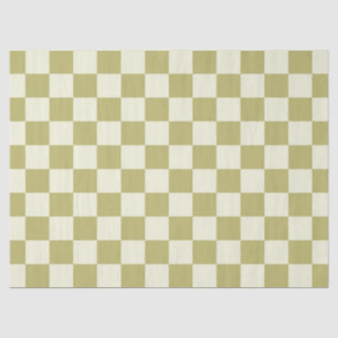 Dark Khaki and Beige Chequerboard Tissue Paper