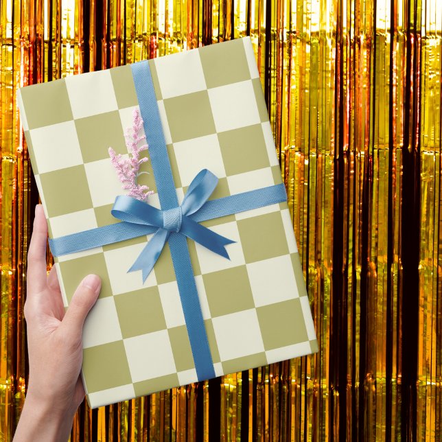 Dark Khaki and Beige Chequerboard Wrapping Paper (Creator Uploaded)
