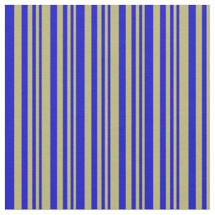 Dark Khaki & Blue Lined/Striped Pattern Fabric