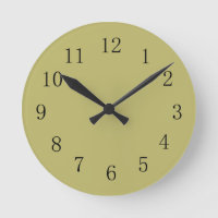 Dark Khaki Green Colour Wall Clock